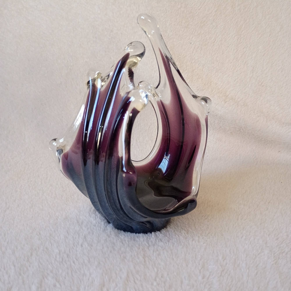 Elegant Purple and Black Glass Sculpture